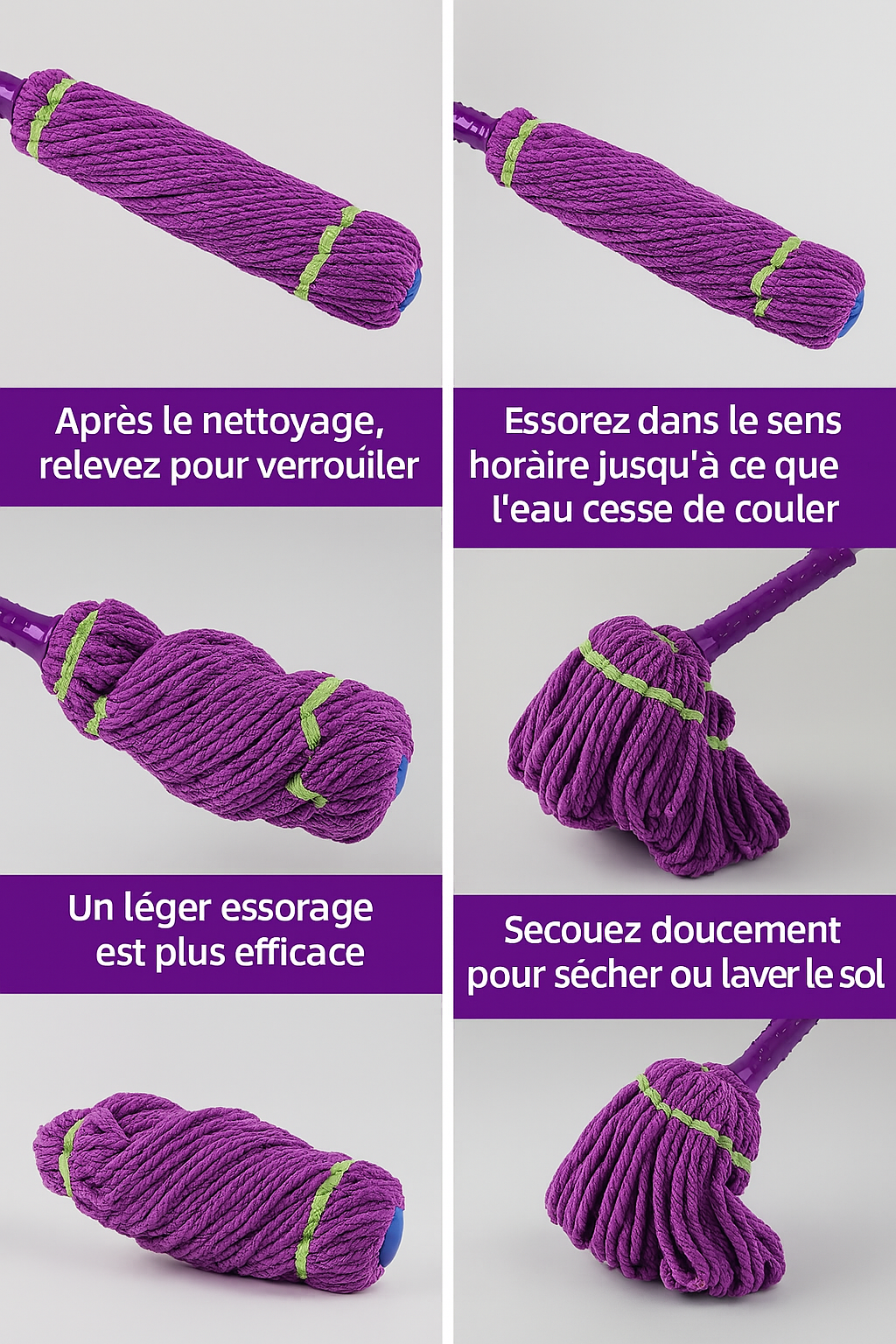 Balai Twist ultra absorbant: essorage flash, anti-gouttes, sol sec en 30 s