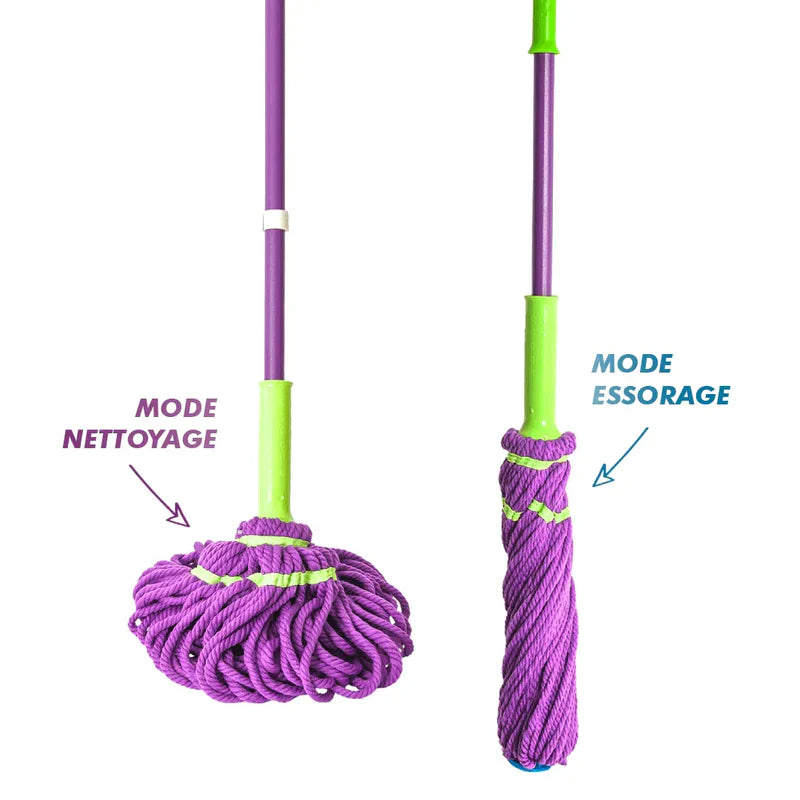 Balai Twist ultra absorbant: essorage flash, anti-gouttes, sol sec en 30 s